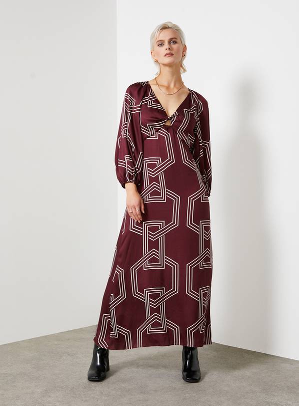 For All The Love Printed Satin Twist Front Midi Dress 16